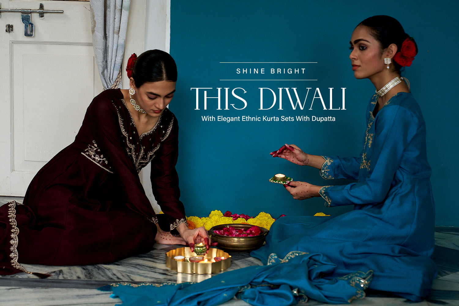 Shine Bright This Diwali with Elegant Ethnic Kurta Sets with Dupatta