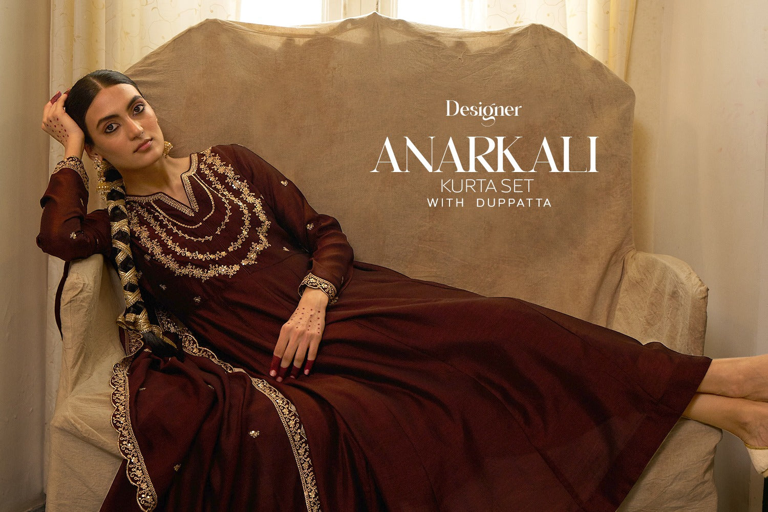 Designer Anarkali Kurta Set With Dupatta From the Gulnaar Collection