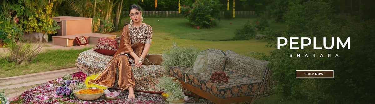 Peplum Top with Sharara Set for Women