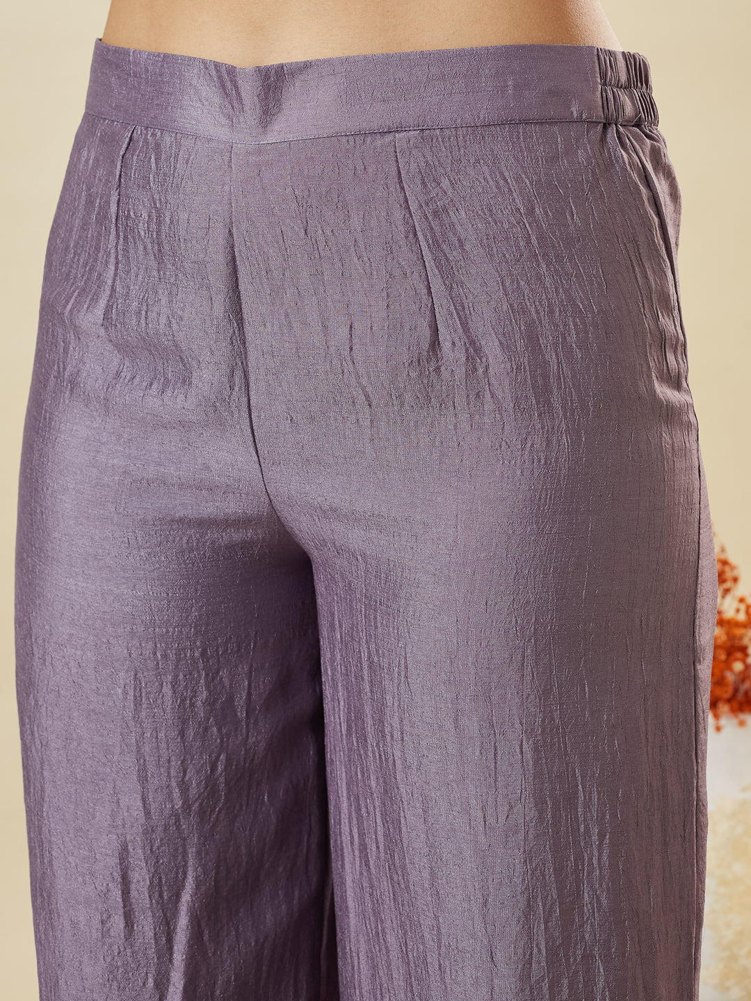 Lavender Silk Embroidered Anarkali Kurta With Dupatta Set for Women | lower image