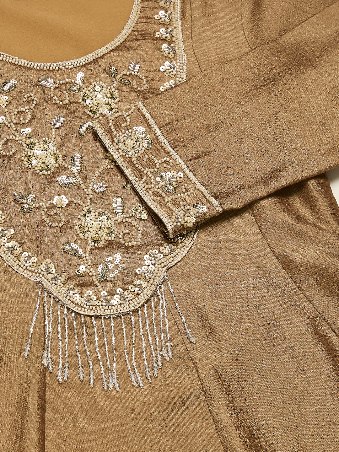 Gold Silk Embroidered Top Sharara Set with Dupatta