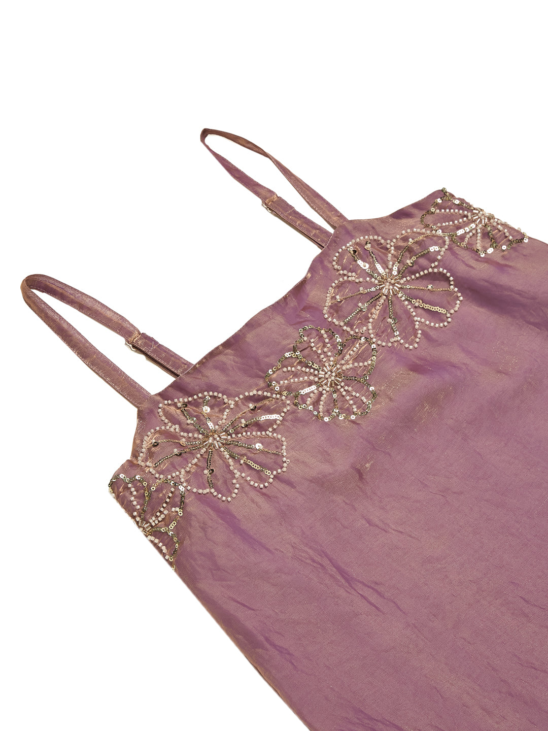 Lavender Silk Embroidered Top and Palazzo Set