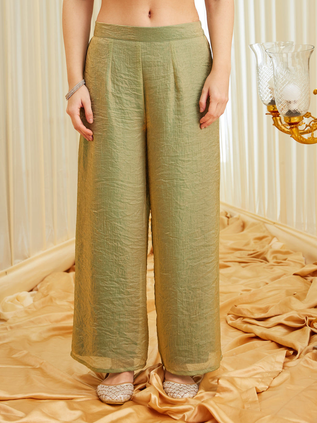 Pista Silk Embroidered Anarkali Kurta Set with Dupatta for Women