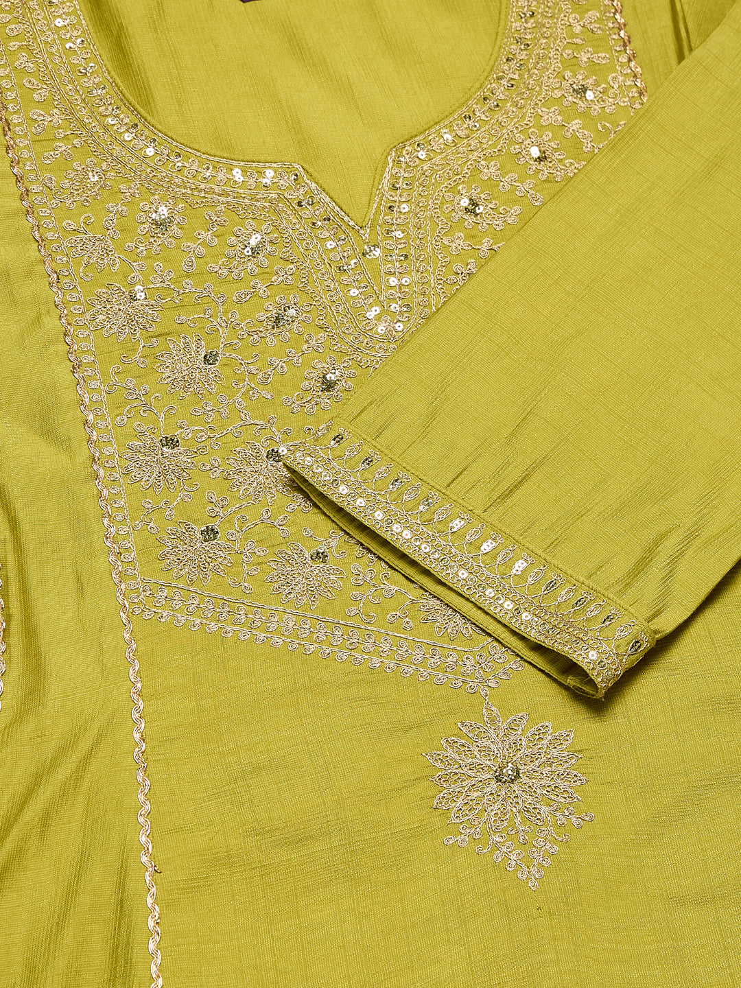 Neon Silk Embroidered Anarkali Kurta Set with Dupatta | embroidered design view