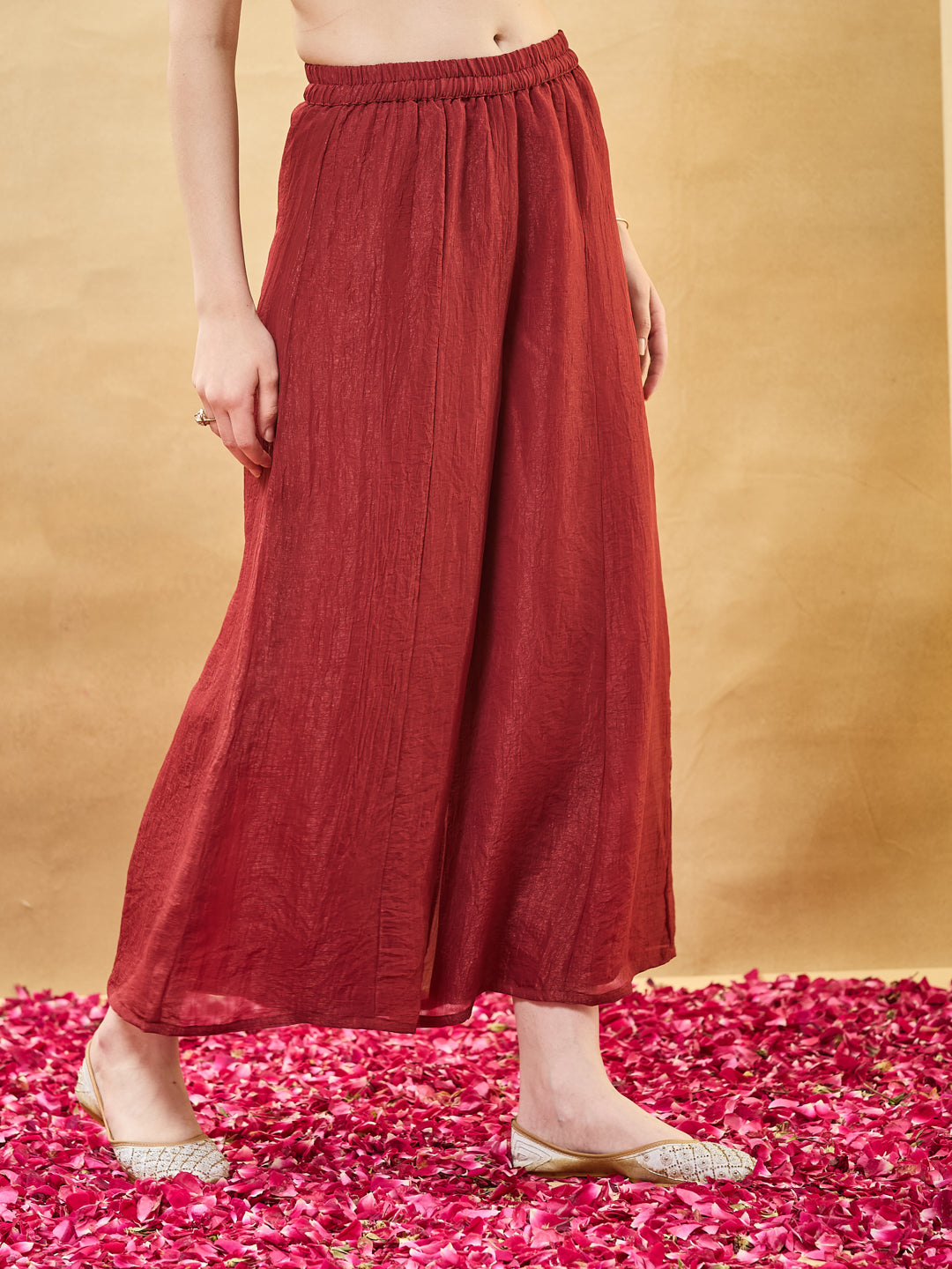 Red Silk Embroidered Anarkali Kurta Set with Dupatta for Women