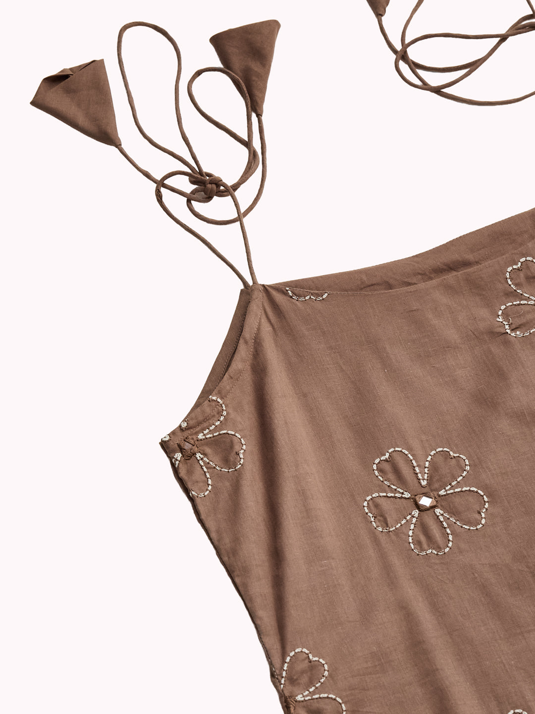 Beige Cotton Embroidered Kurta with Palazzo Set for Women