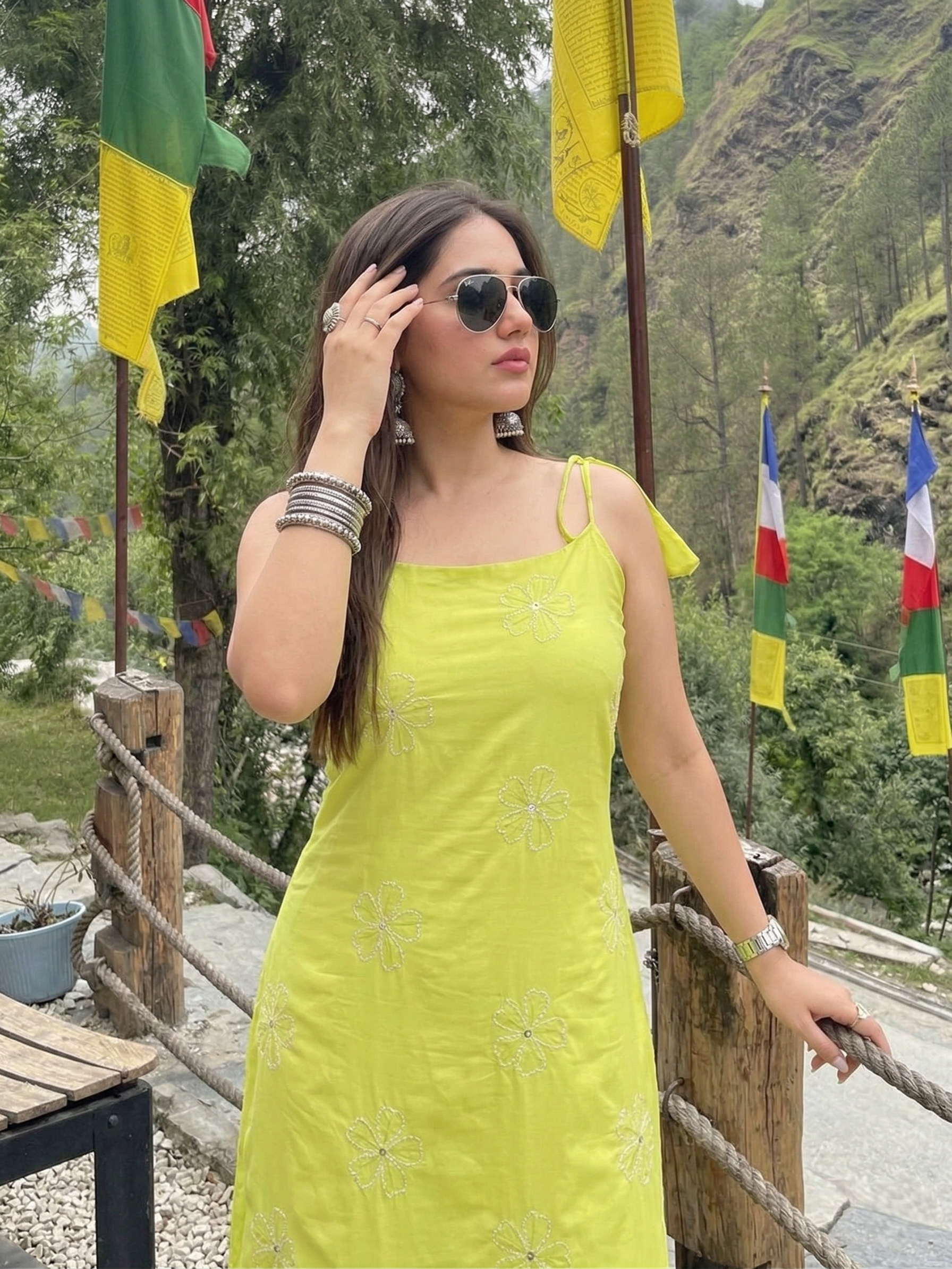 Neon Cotton Embroidered Kurta with Palazzo Set for Women