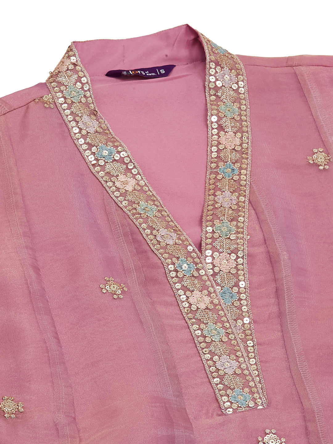 Lavender Silk Embroidered Anarkali Kurta With Dupatta Set for Women