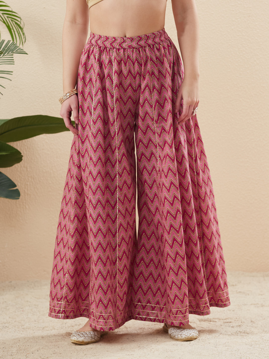 Rani Cotton Printed Kurta with Palazzo & Dupatta Set for women