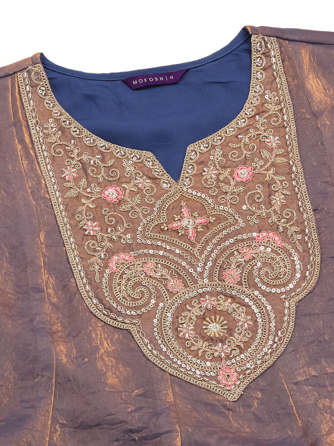 Purple Silk Embroidered Anarkali Style Kurta Set With Dupatta For Women