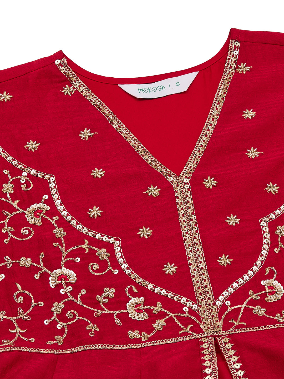 Red Silk Embroidered Anarkali Kurta Set with Dupatta for Women