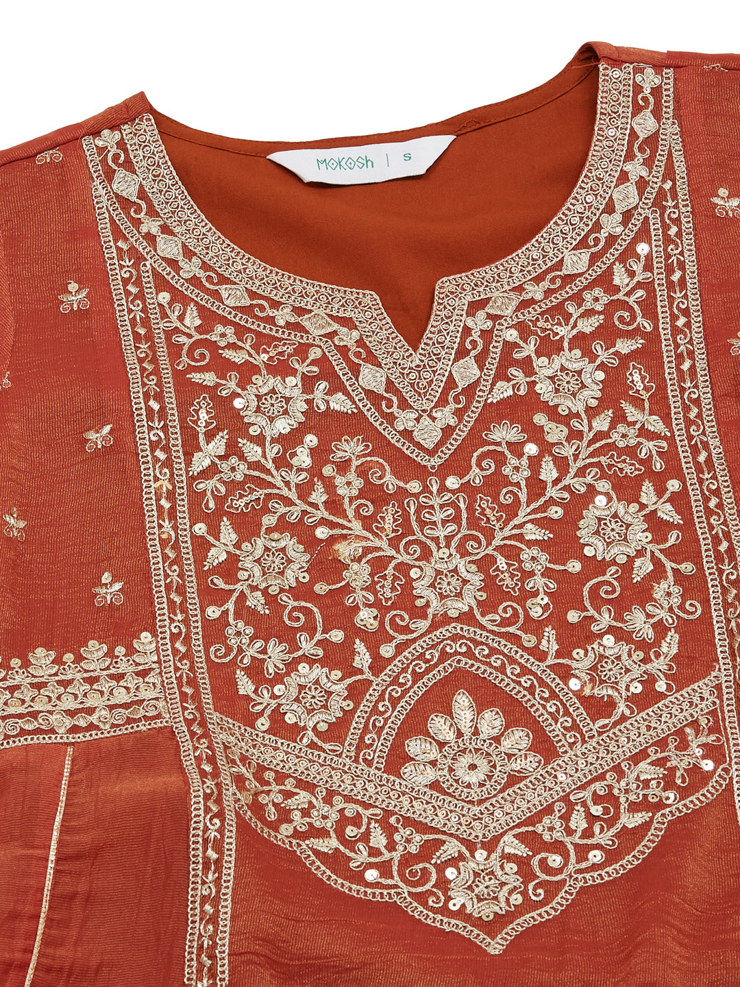 Orange Silk Embroidered Anarkali Palazzo With Dupatta Set For Women