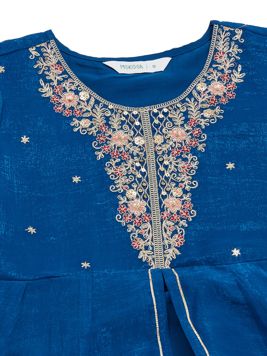Royal Blue Silk Embroidered Palazzo Suit Set with Dupatta for Women
