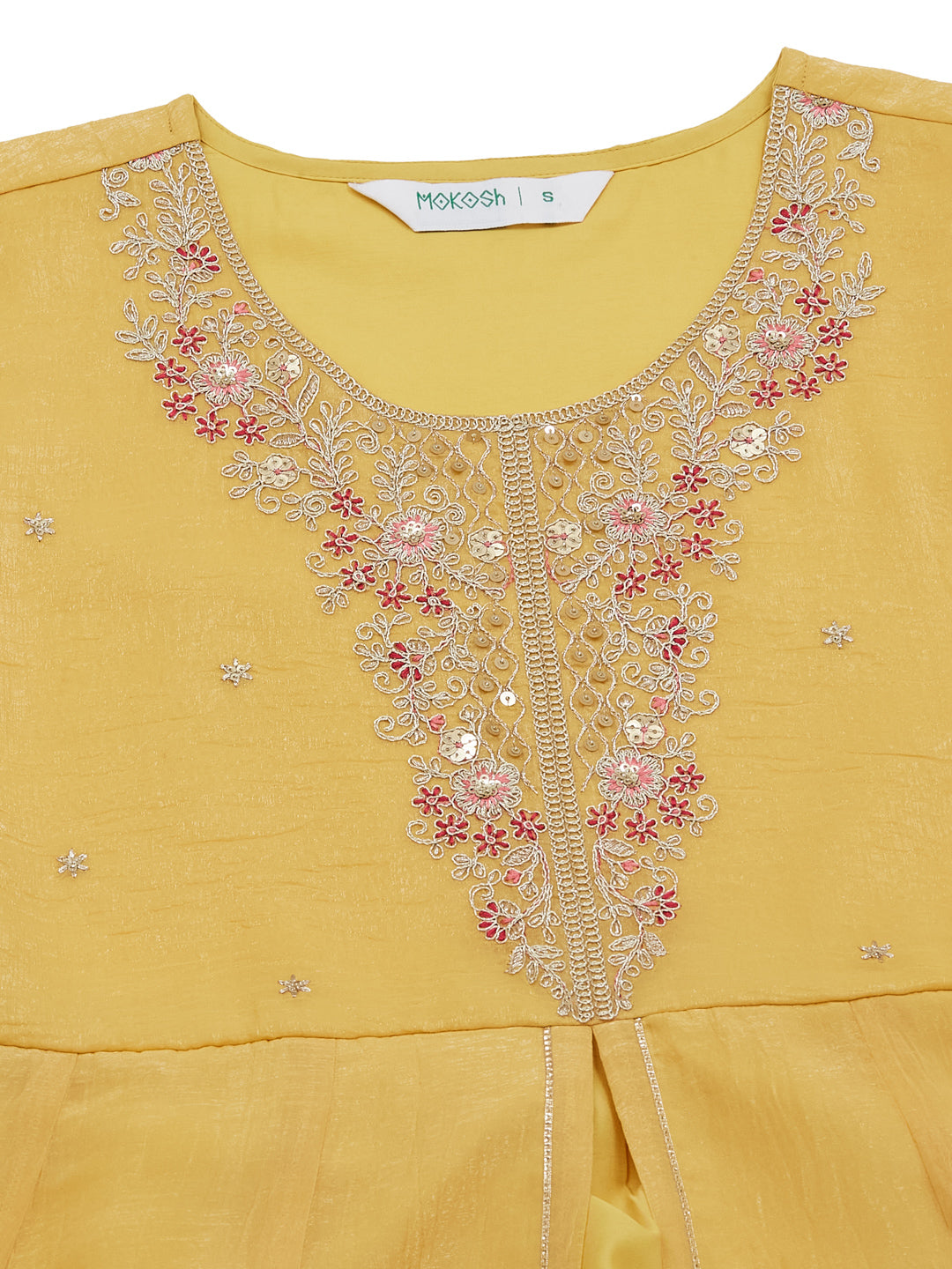 Stylish Yellow Silk Embroidered Ethnic Set With Dupatta For Women