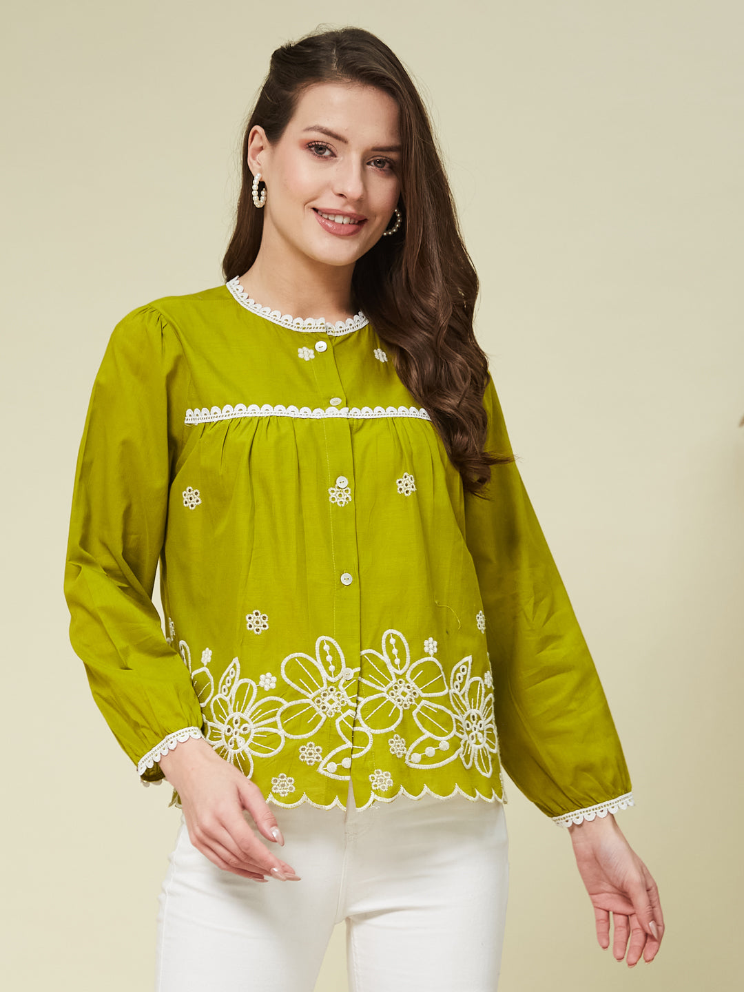 Pista Embroidered Full Sleeves Regular Cotton Shirt