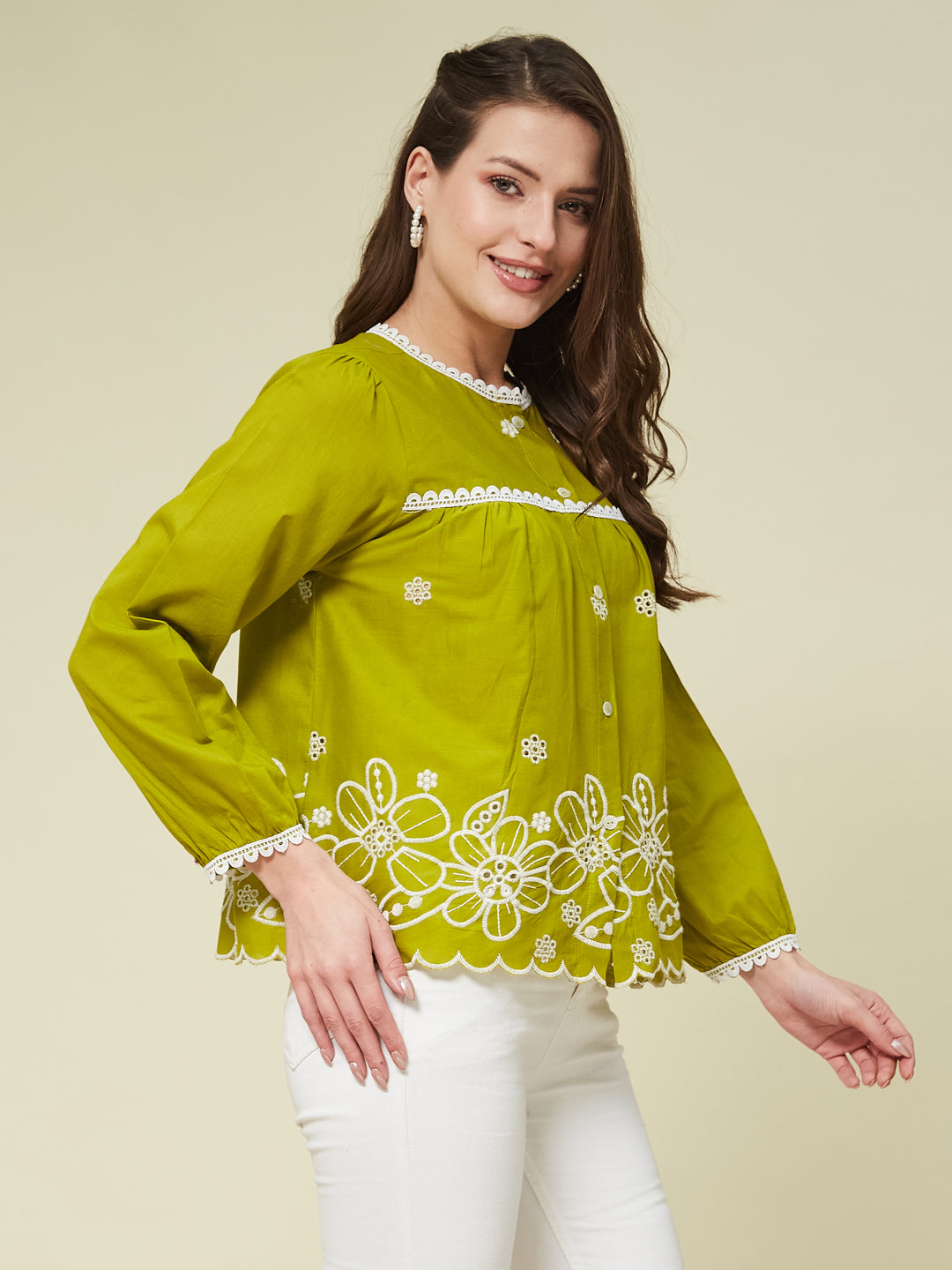 Pista Embroidered Full Sleeves Regular Cotton Shirt