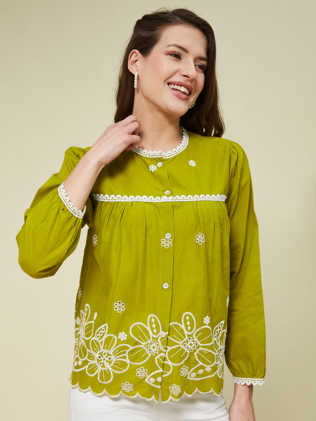 Pista Embroidered Full Sleeves Regular Cotton Shirt