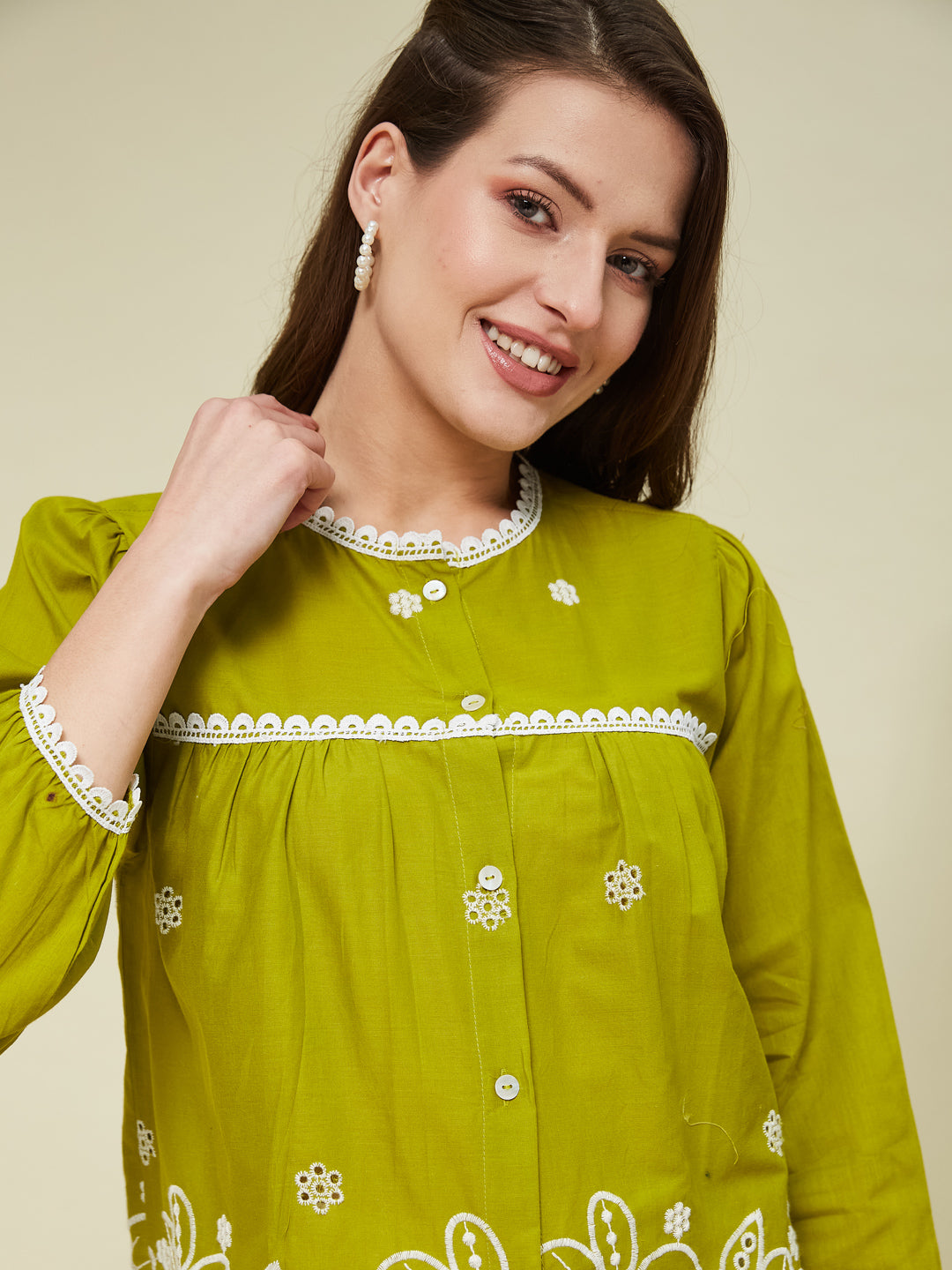 Pista Embroidered Full Sleeves Regular Cotton Shirt