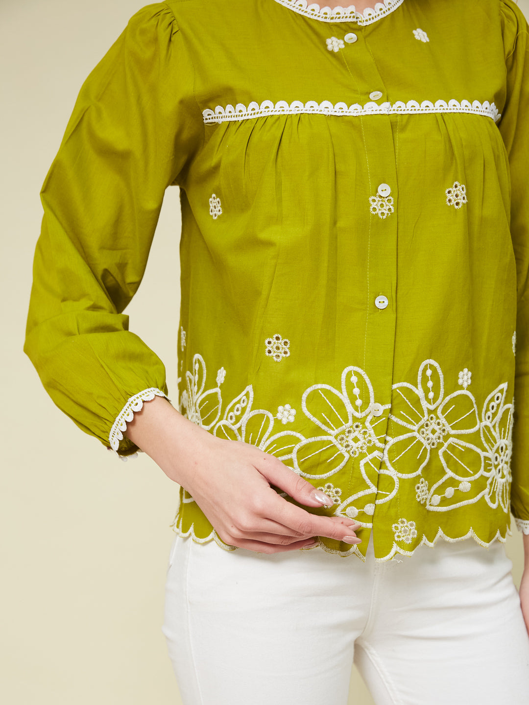 Pista Embroidered Full Sleeves Regular Cotton Shirt