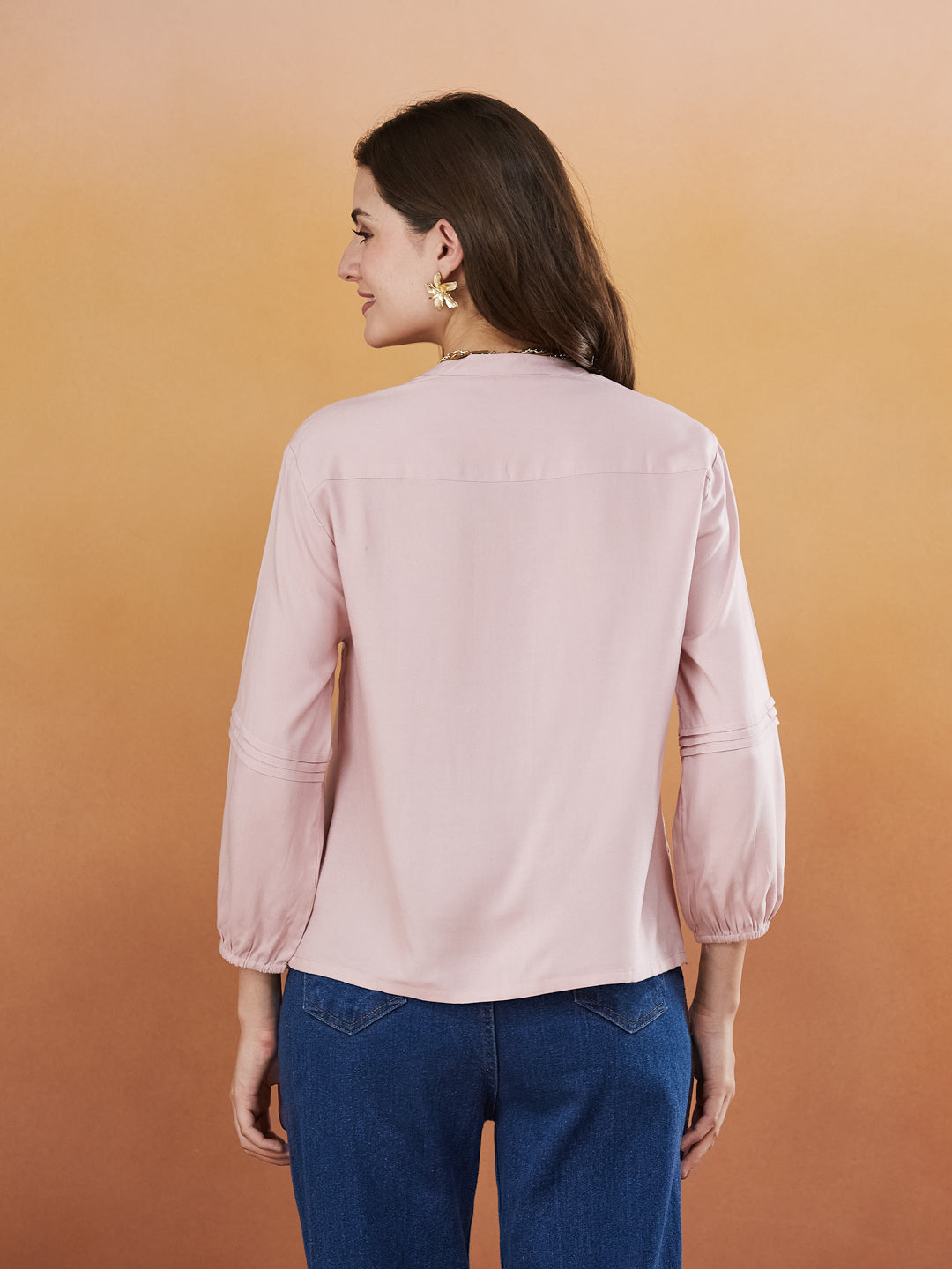 Pink Embroidered Full Sleeves Regular Rayon Shirt