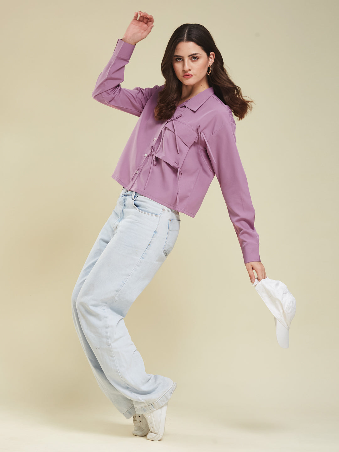 Pink Glow Full Sleeve Crepe Shirt for Women