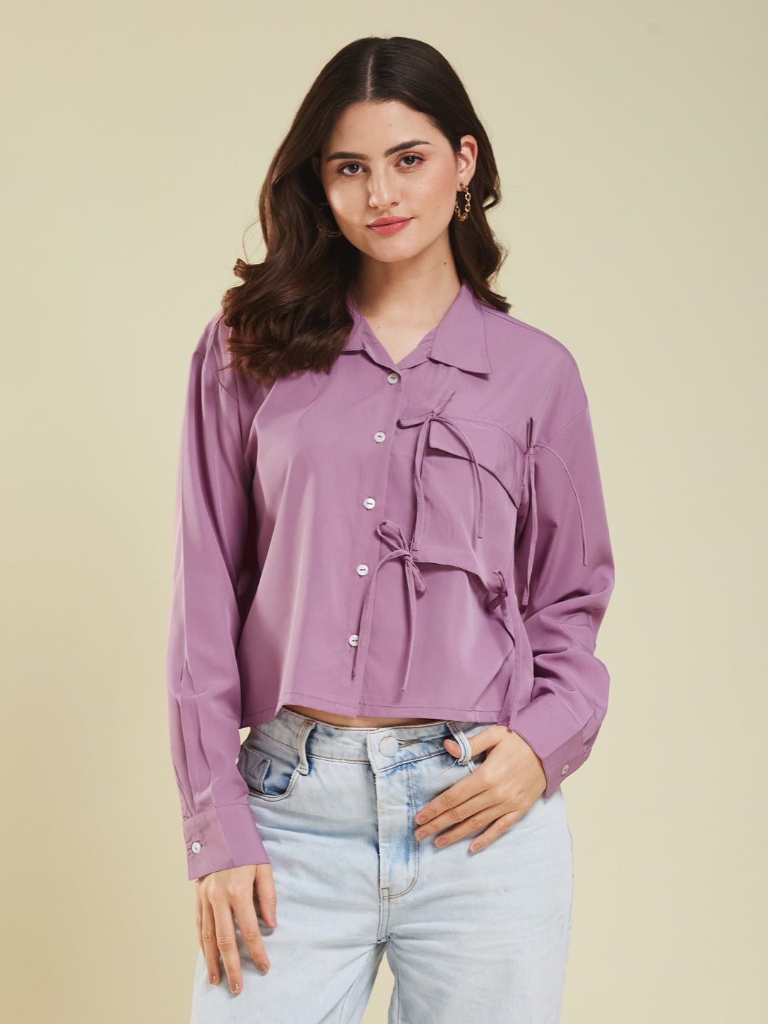 Pink Glow Full Sleeve Crepe Shirt for Women