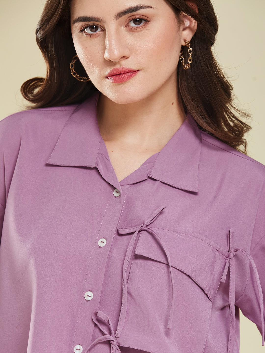 Pink Glow Full Sleeve Crepe Shirt for Women