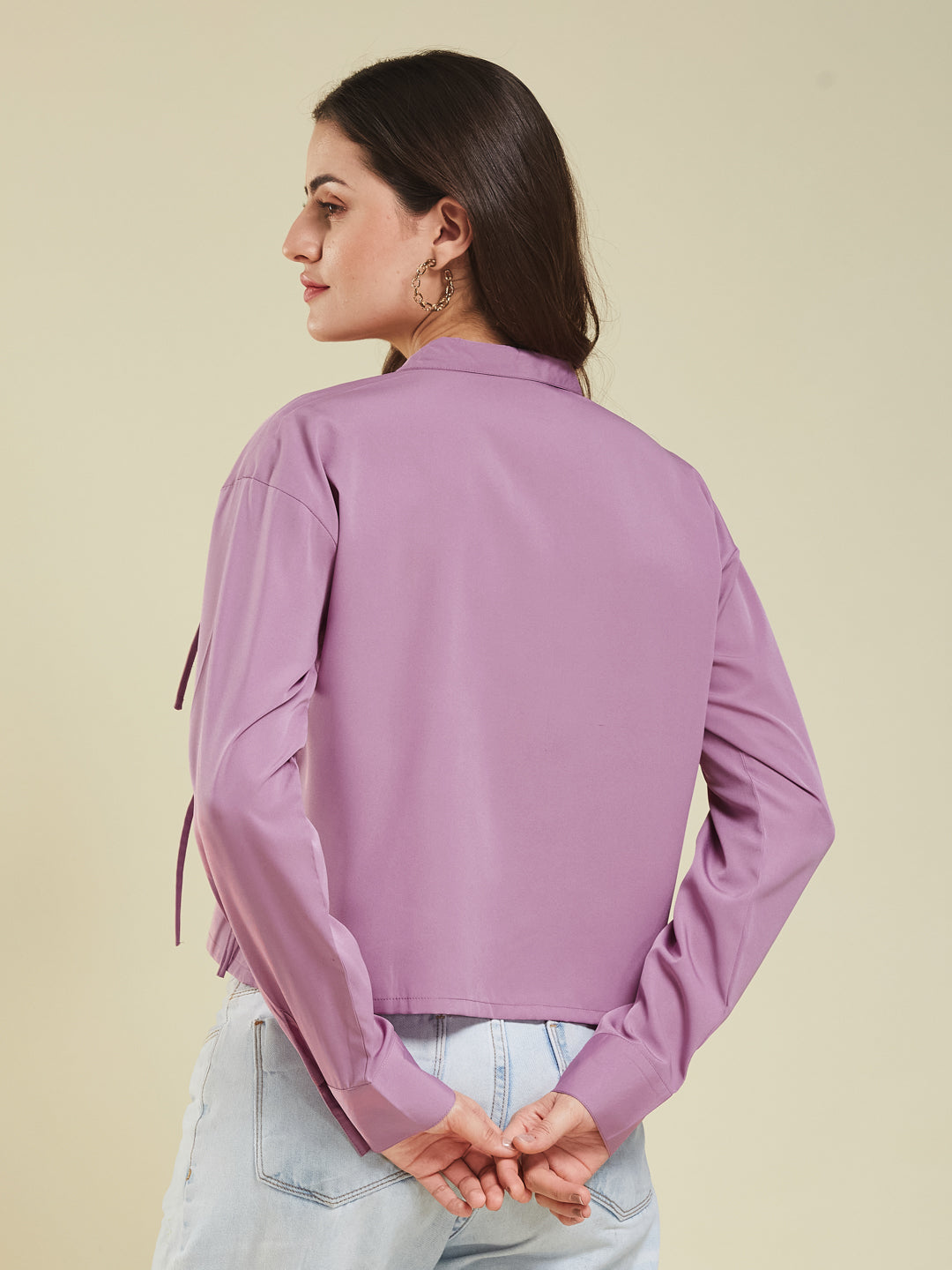 Pink Glow Full Sleeve Crepe Shirt for Women