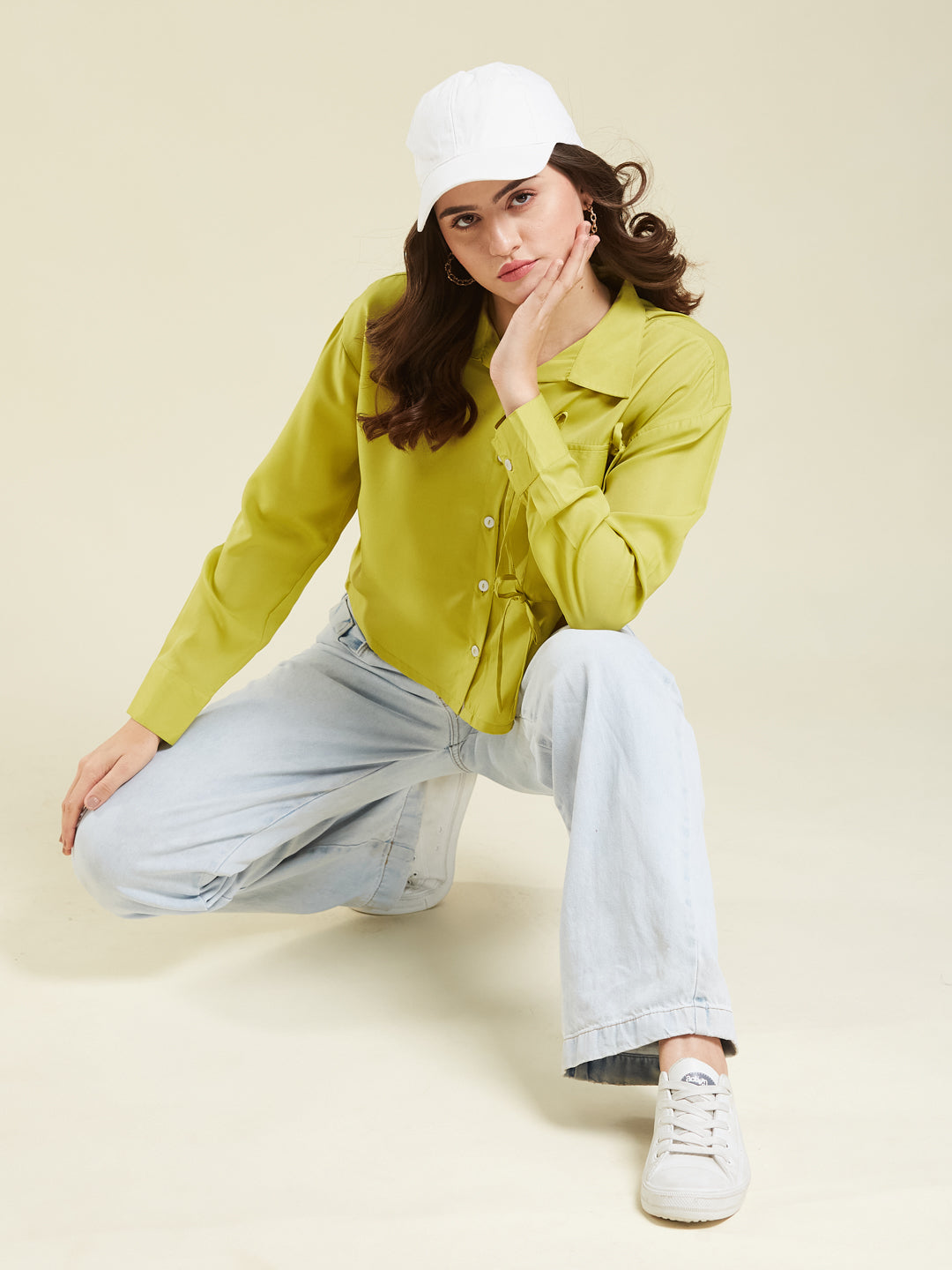 Neon Glow Full Sleeve Crepe Shirt for Women
