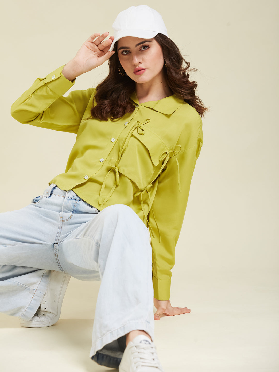 Neon Glow Full Sleeve Crepe Shirt for Women