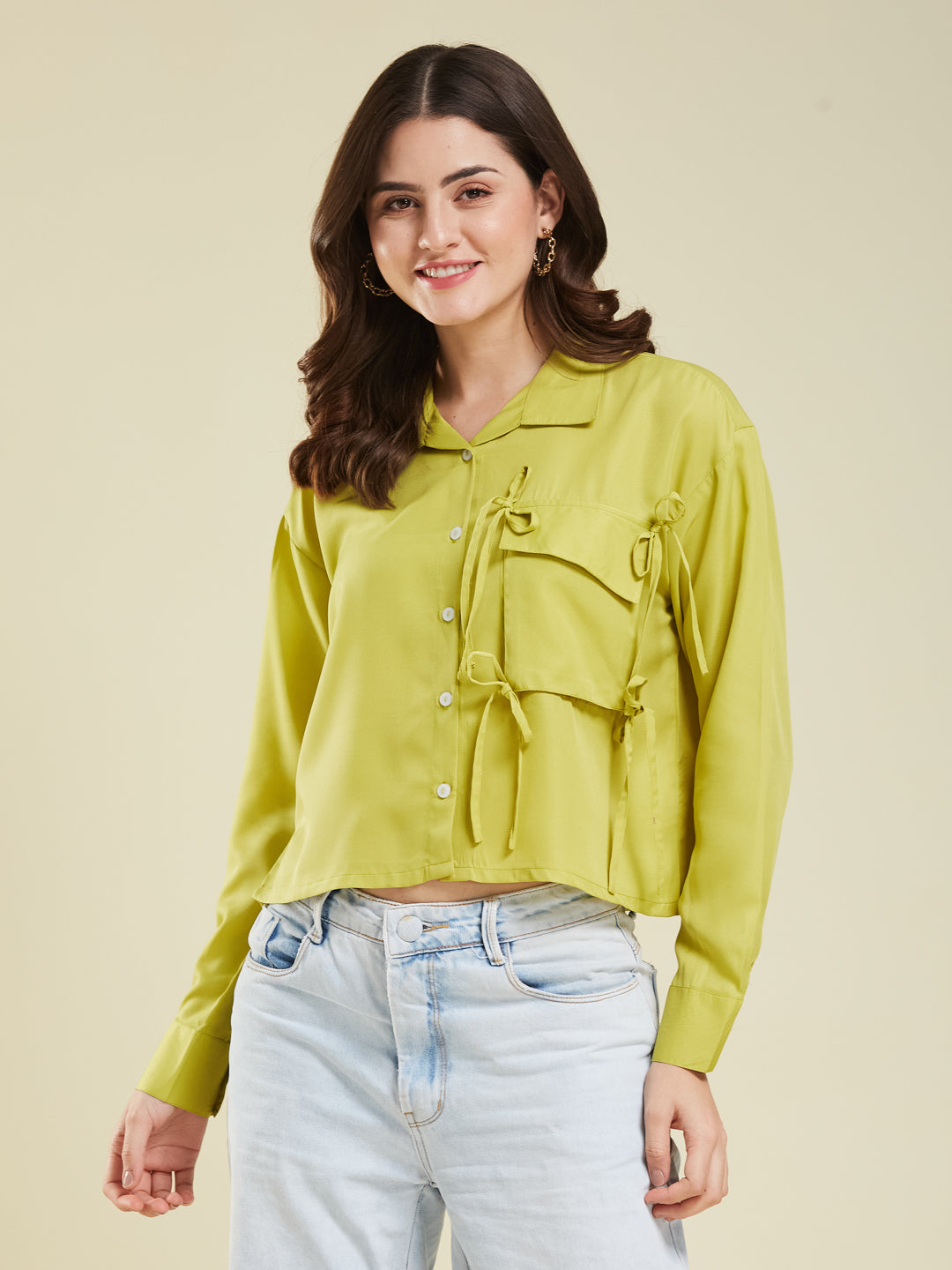 Neon Glow Full Sleeve Crepe Shirt for Women