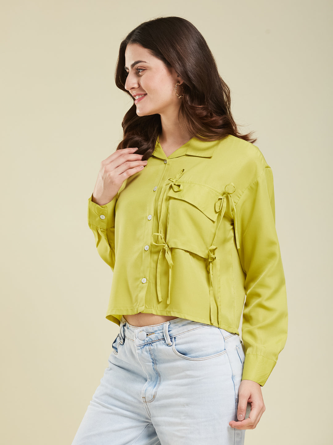 Neon Glow Full Sleeve Crepe Shirt for Women