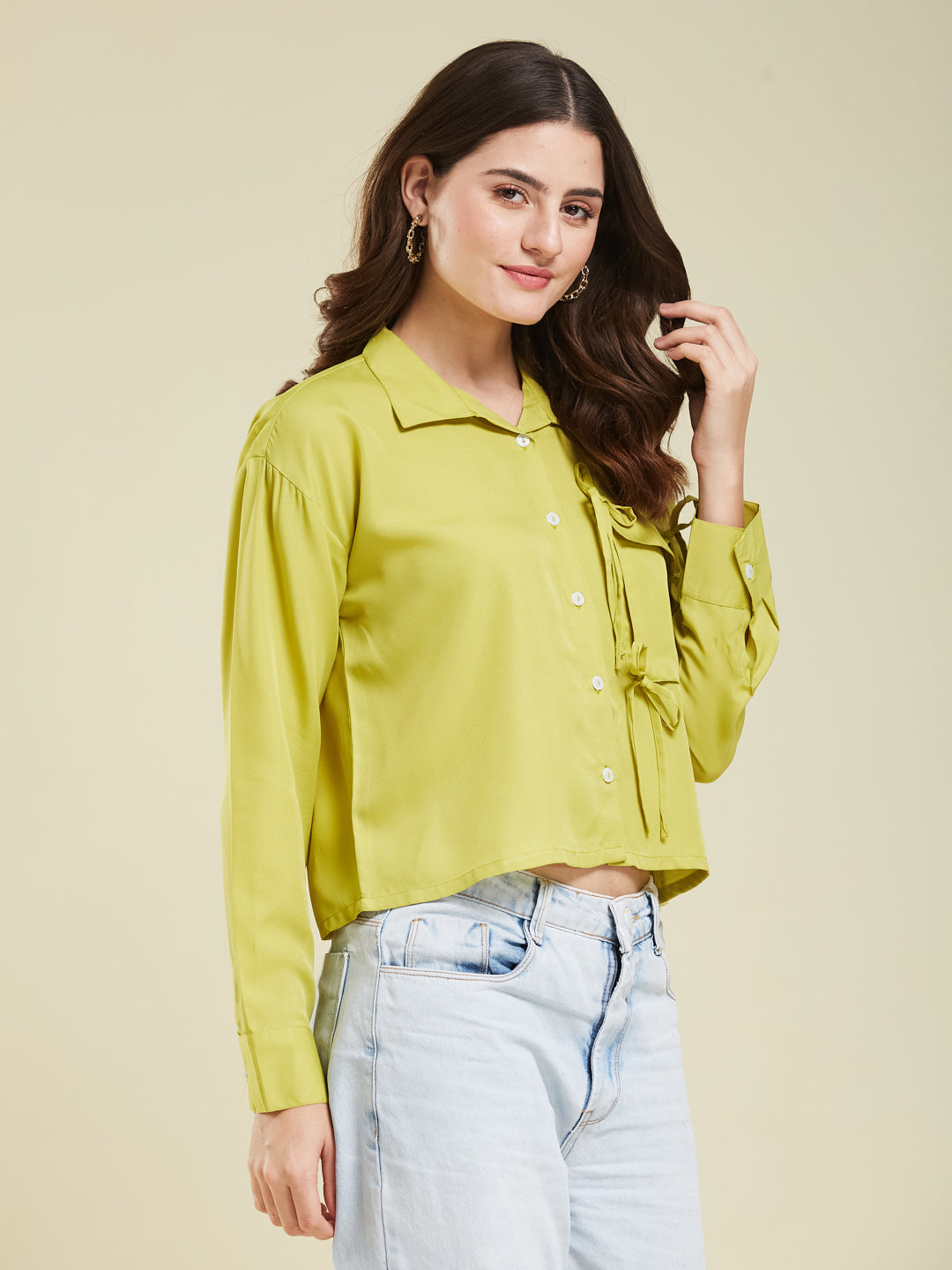 Neon Glow Full Sleeve Crepe Shirt for Women