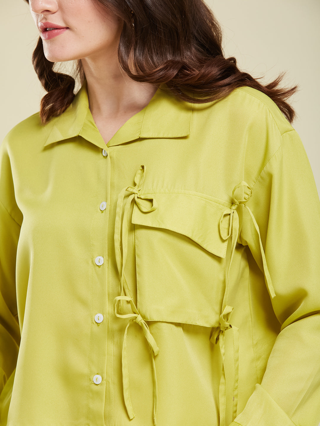 Neon Glow Full Sleeve Crepe Shirt for Women