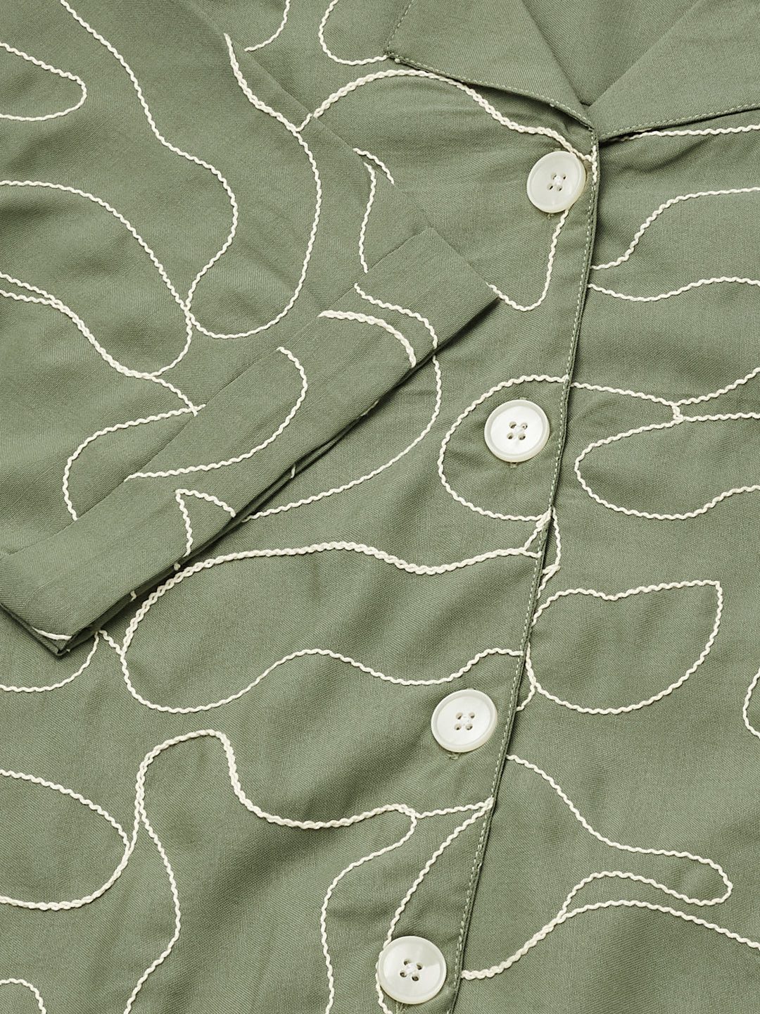 Mint Embroidered Rayon Shirt for Women