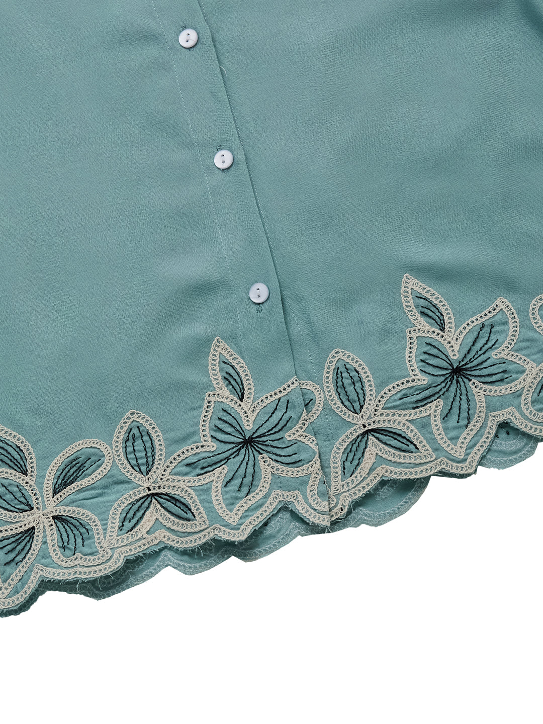 Stylish Blue Rayon Embroidered shirt for Women