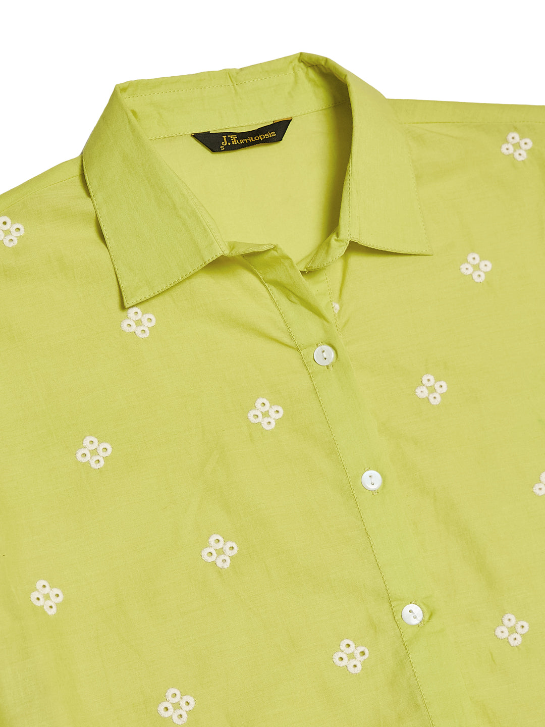Women's Neon Cotton Embroidered Shirt