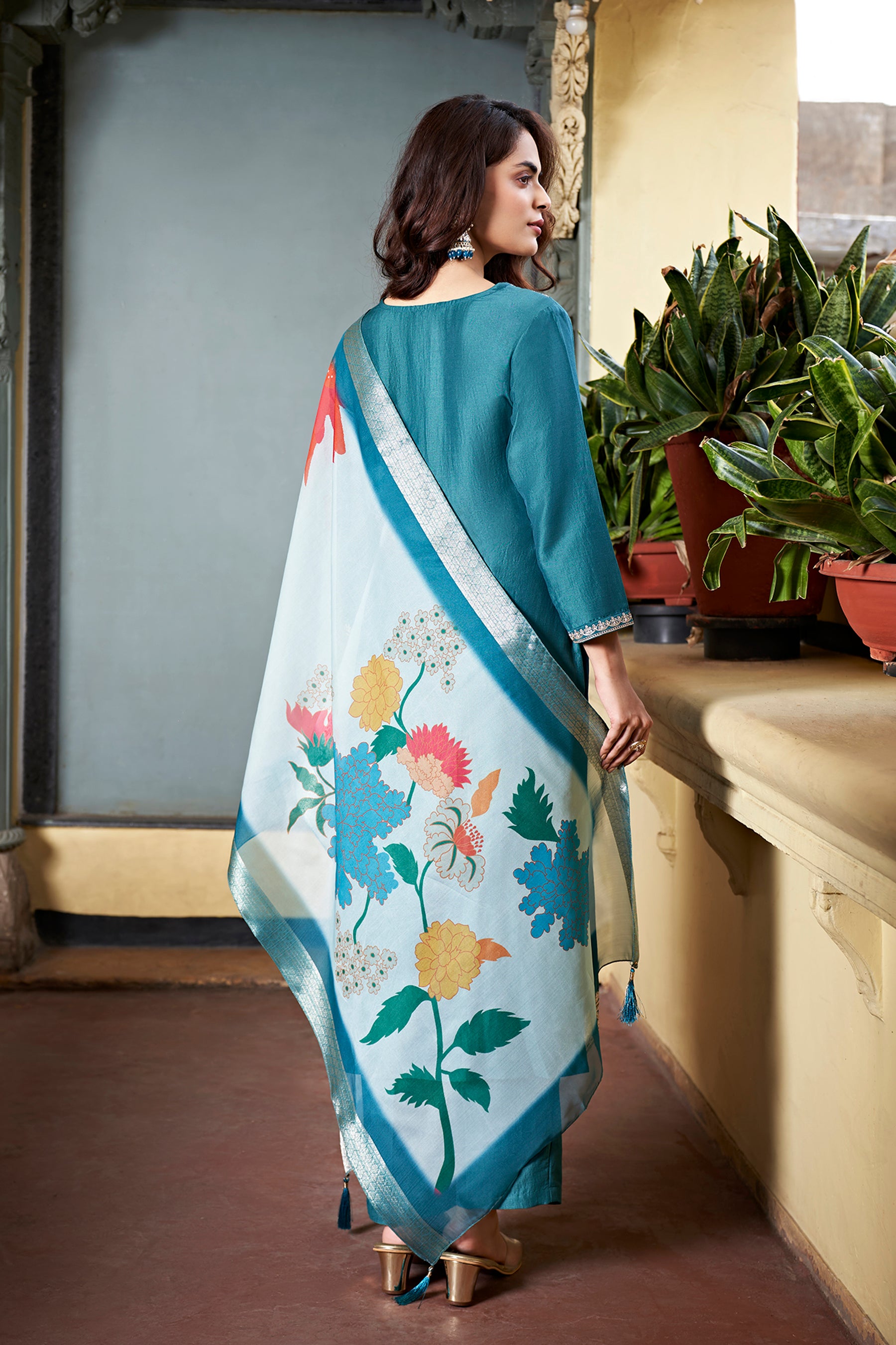 Rama Chinon embroidered Straight kurta Set