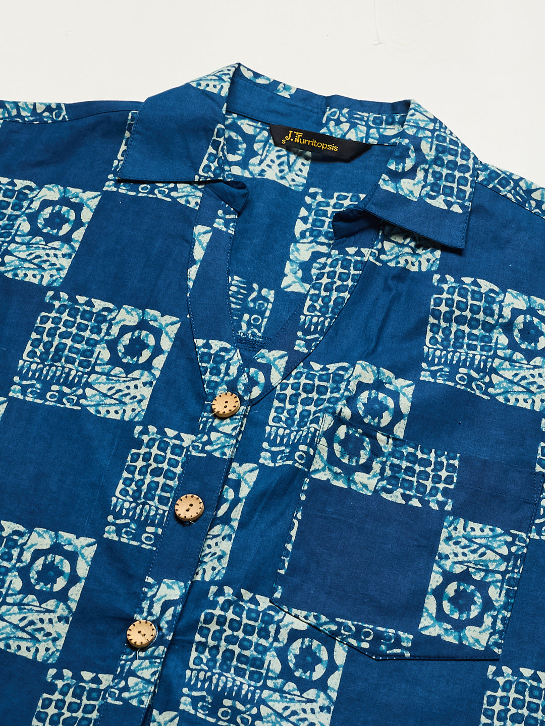 Indigo Cotton Casual Printed Shirt for Women