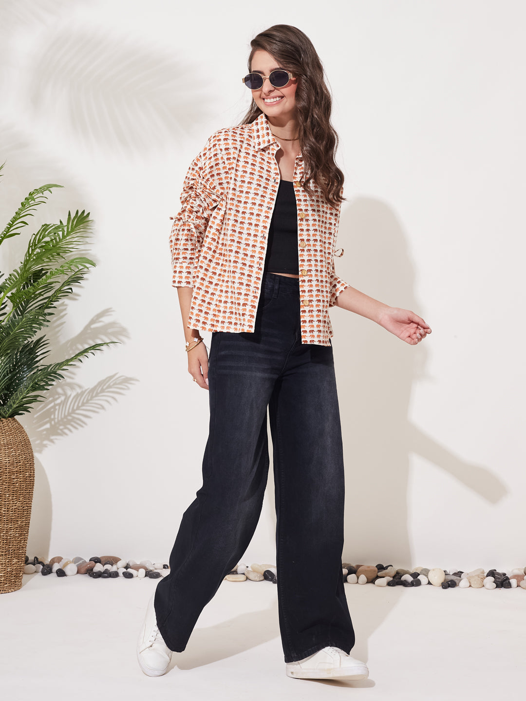 Women’s Coffee Print Stylish Casual Shirt