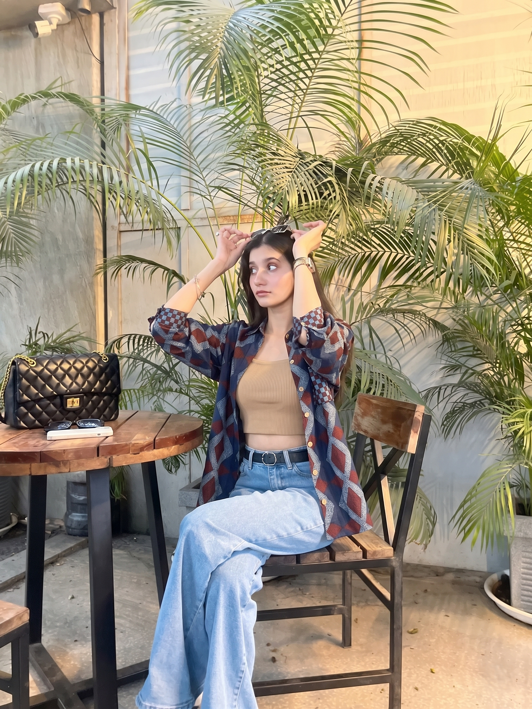 Women Blue Cotton Print Casual Cotton Shirt