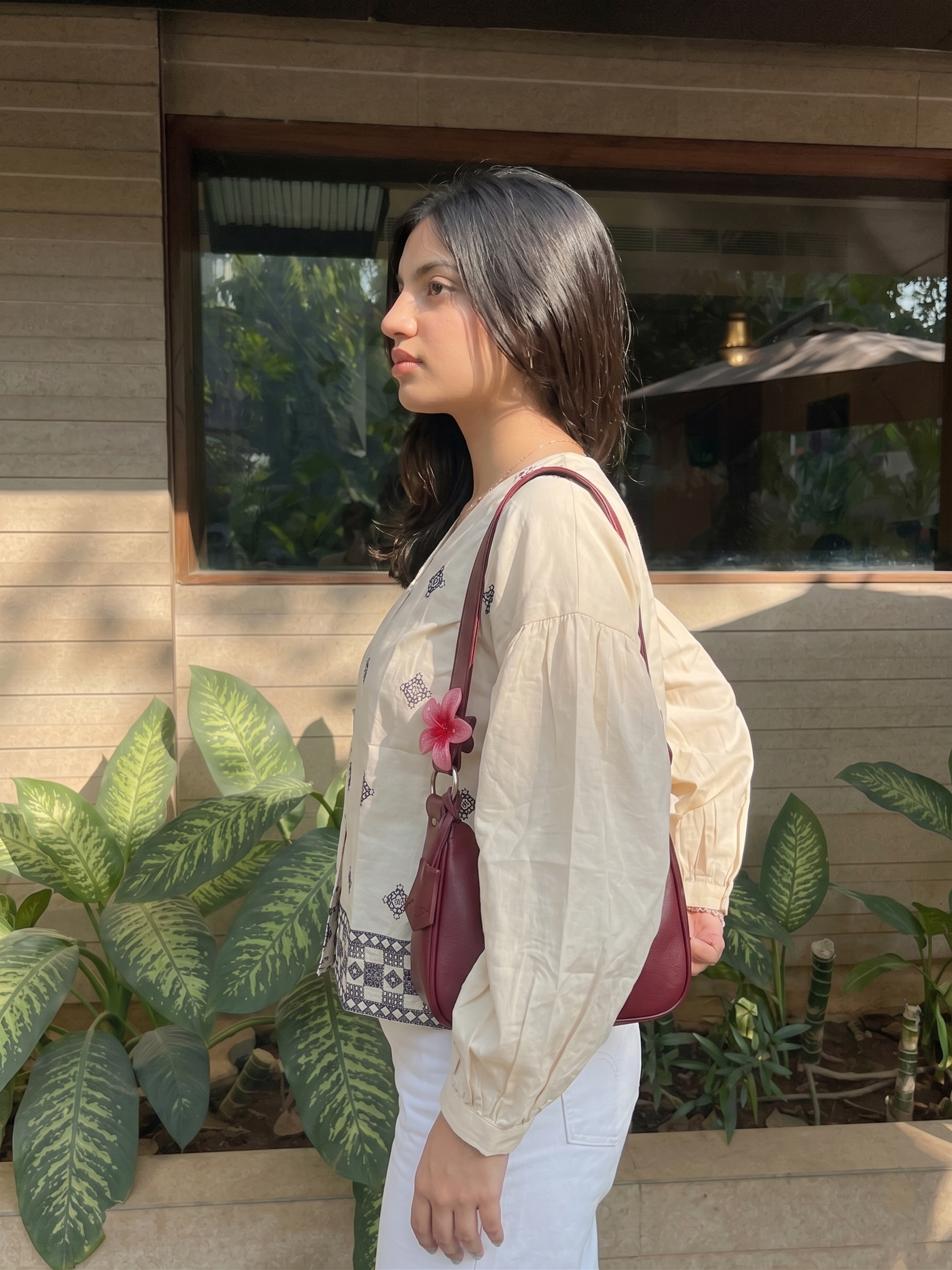 Women’s Cream Cotton Ivory Embroidered Shirt