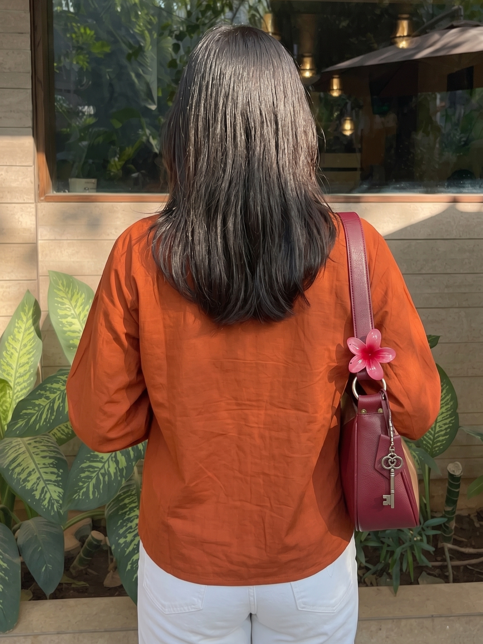 Orange Cotton Embroidered Everyday Wear Shirt For Women