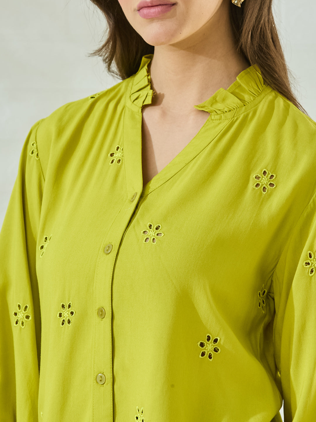 Trendy Stylish Neon Cotton Embroidered Women Shirts