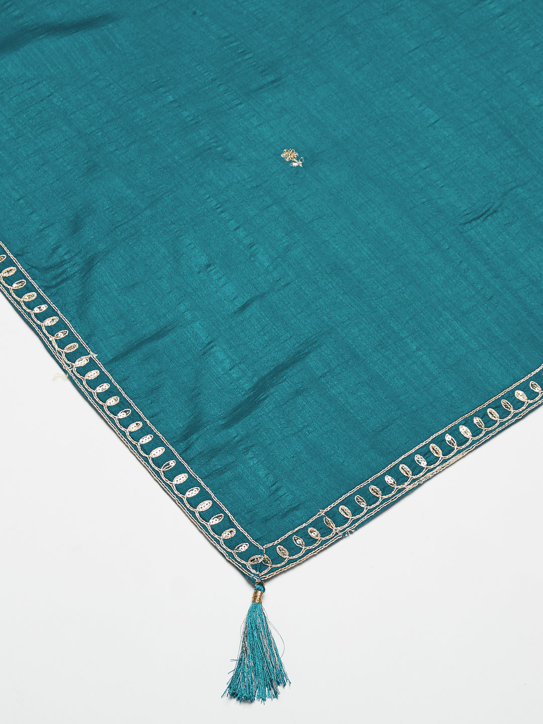 Rama Embroidered Silk Anarkali Kurta With Dupatta Set