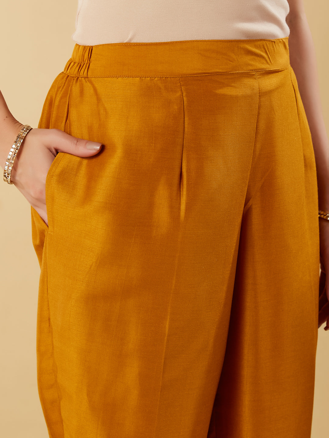 Mustard Embroidered Chinon Straight Suit With Printed Dupatta