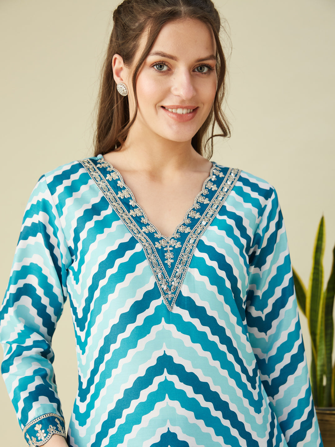 Rama Embroidered Printed Chinon Straight Kurta with Dupatta set