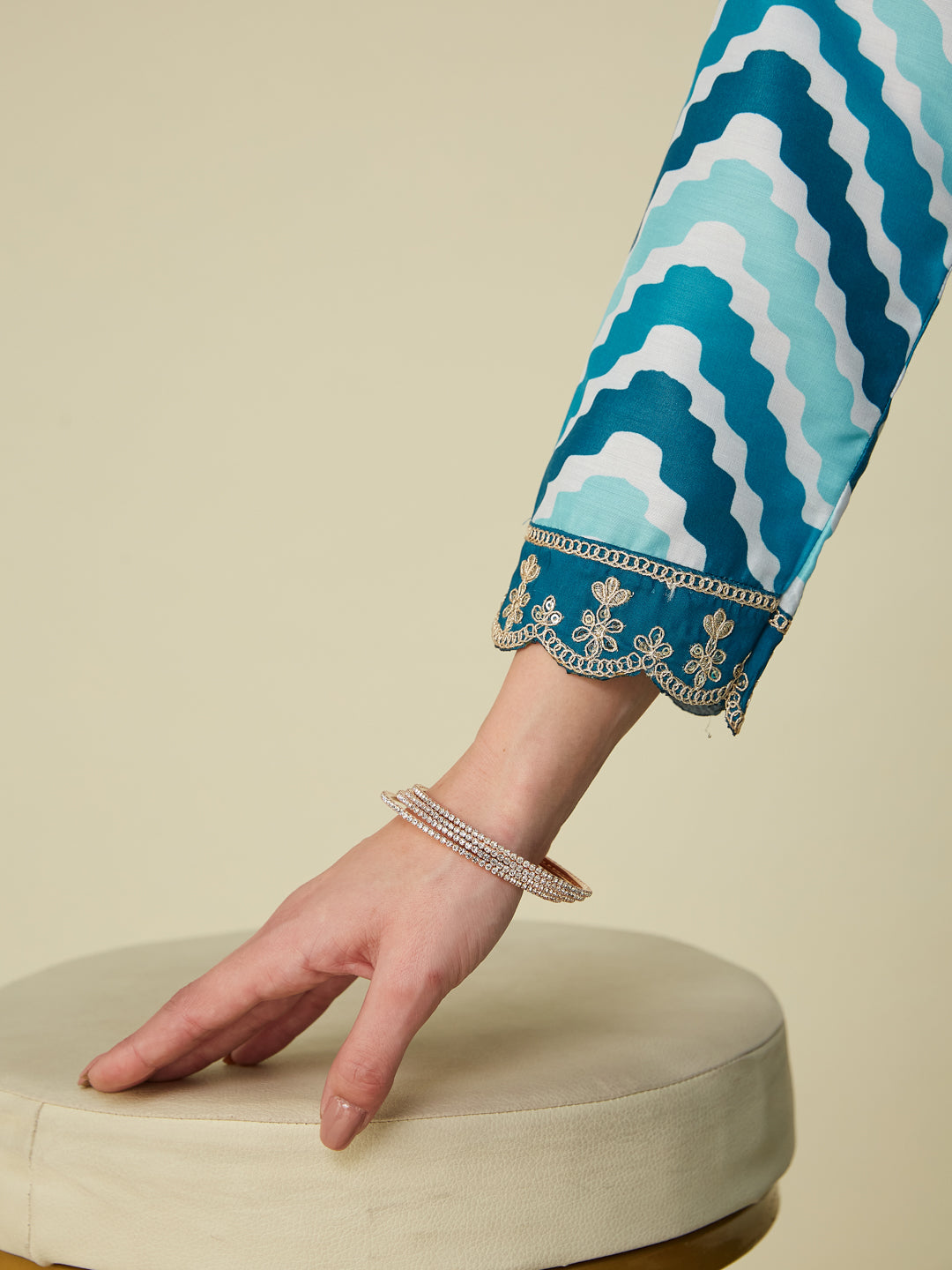 Rama Embroidered Printed Chinon Straight Kurta with Dupatta set