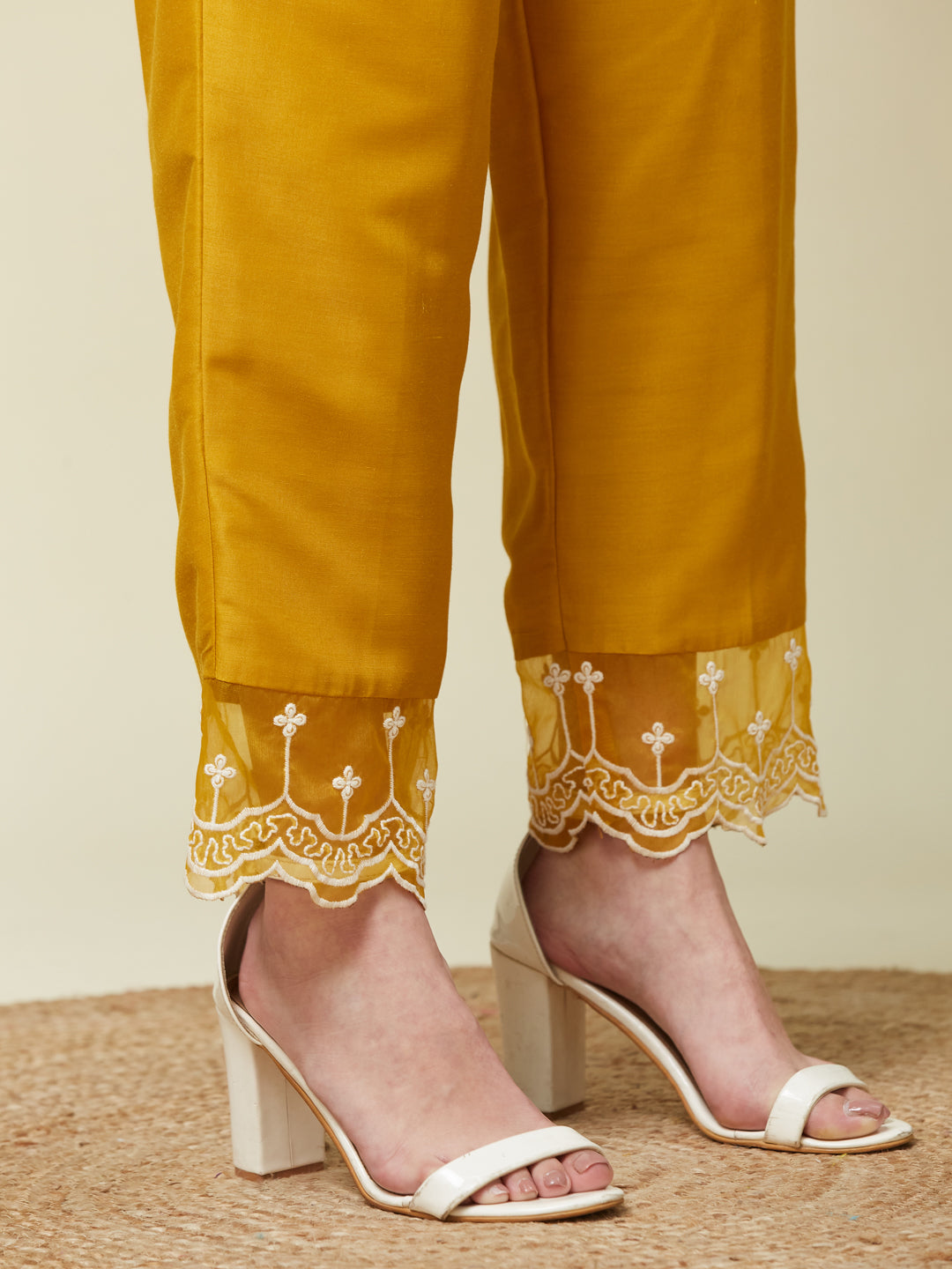 Dark Mustard Chinon Embroidered Co-ord Set