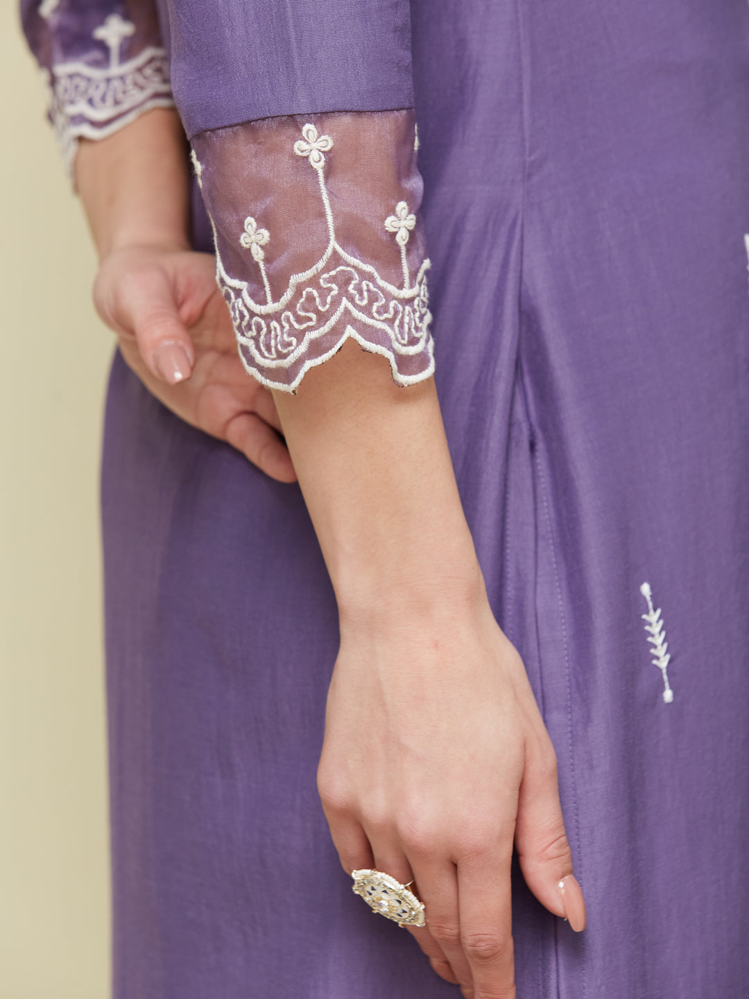 Purple Chinon Embroidered Co-ord Set